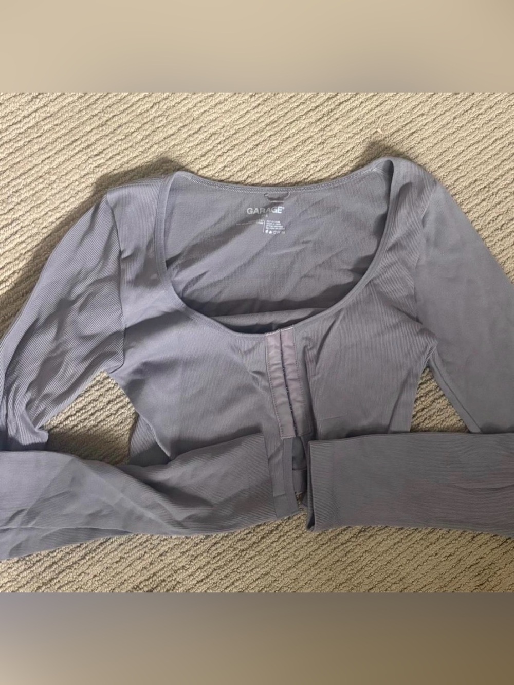 Garage Long Sleeve Scoop Neck Top in Lavender Gray